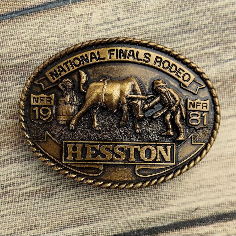 1981 NFR Belt Buckle Hesston Bullfighter Rodeo